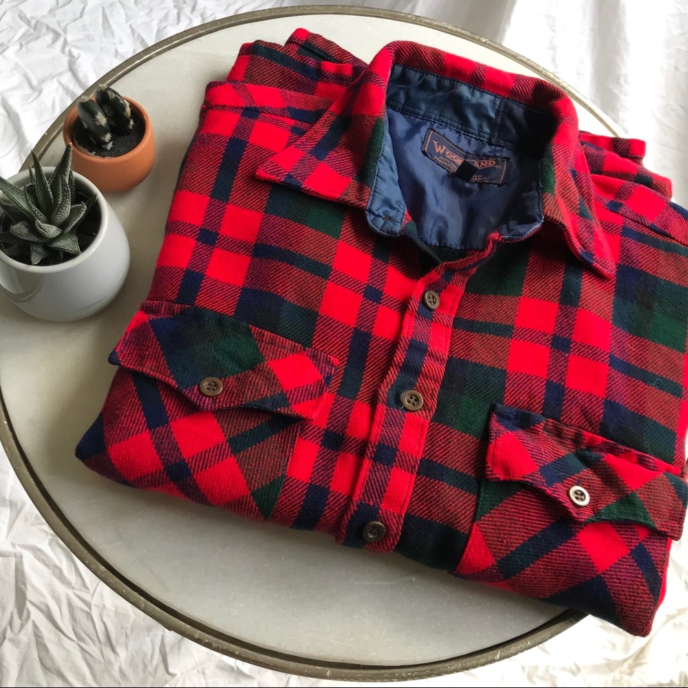 ❄️ VIRGIN ACRYLIC PLAID BUTTON DOWN SHIRT - Picture 6 of 7